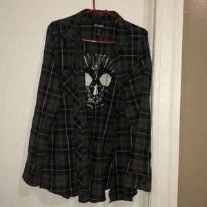 Grey and black plaid flannel